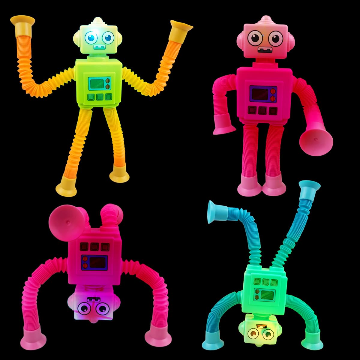 Amazon.com: QINGQIU 4 Pack Light Up Robot Suction Cup Pop Tubes